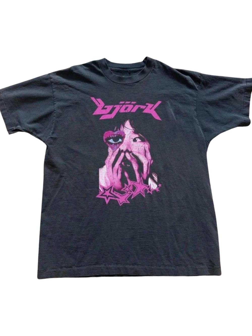 Bjork Alt Pop Cyber Y2K Pink Black Graphic Tee Band Merch